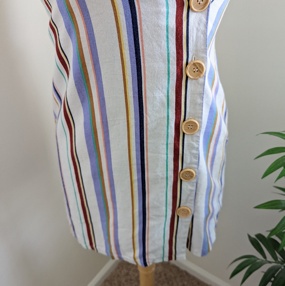 Lush Multicolor Stripe Button Down Wrap Mini Dres… - image 3